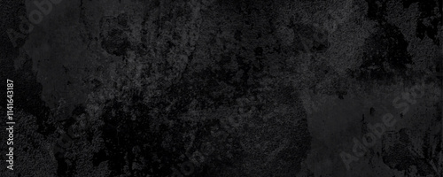 Panorama of Dark grey black slate grunge wall texture, texture of grainy dark concrete wall, black volcanic seamless grunge stone texture, ancient Black marble texture rock.