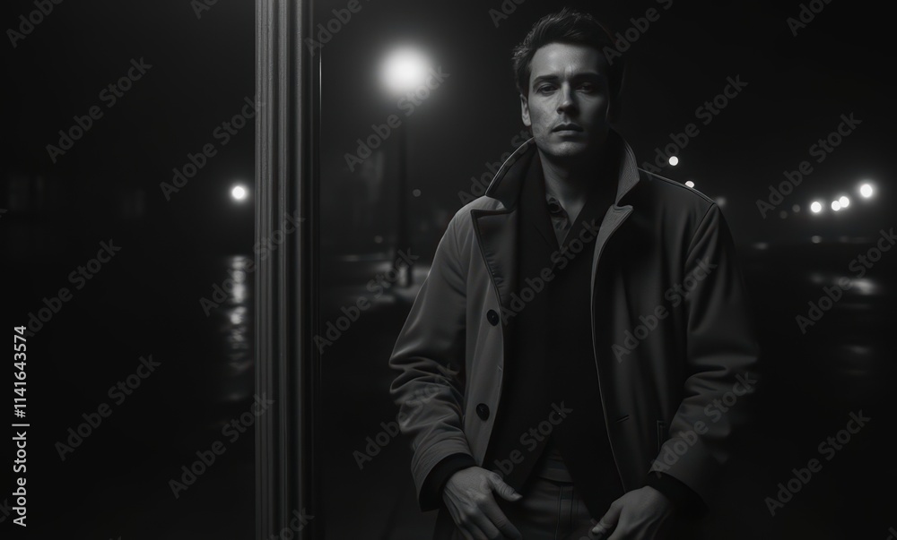 Stylish man in dramatic night setting Stylish man in dramatic night setting