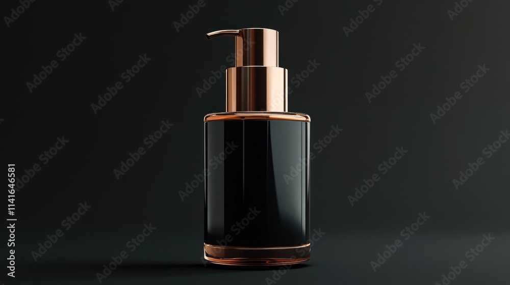 Naklejka premium A 3D airless pump bottle for cosmetic serum, featuring a realistic design for foundation cream, moisturizer, body oil, and skin lotion treatment with pump cap.