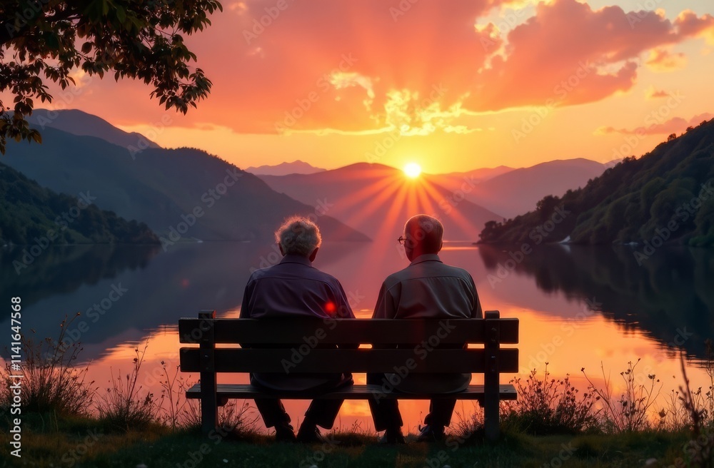 couple sitting on a bench at sunset couple sitting on a bench at sunset