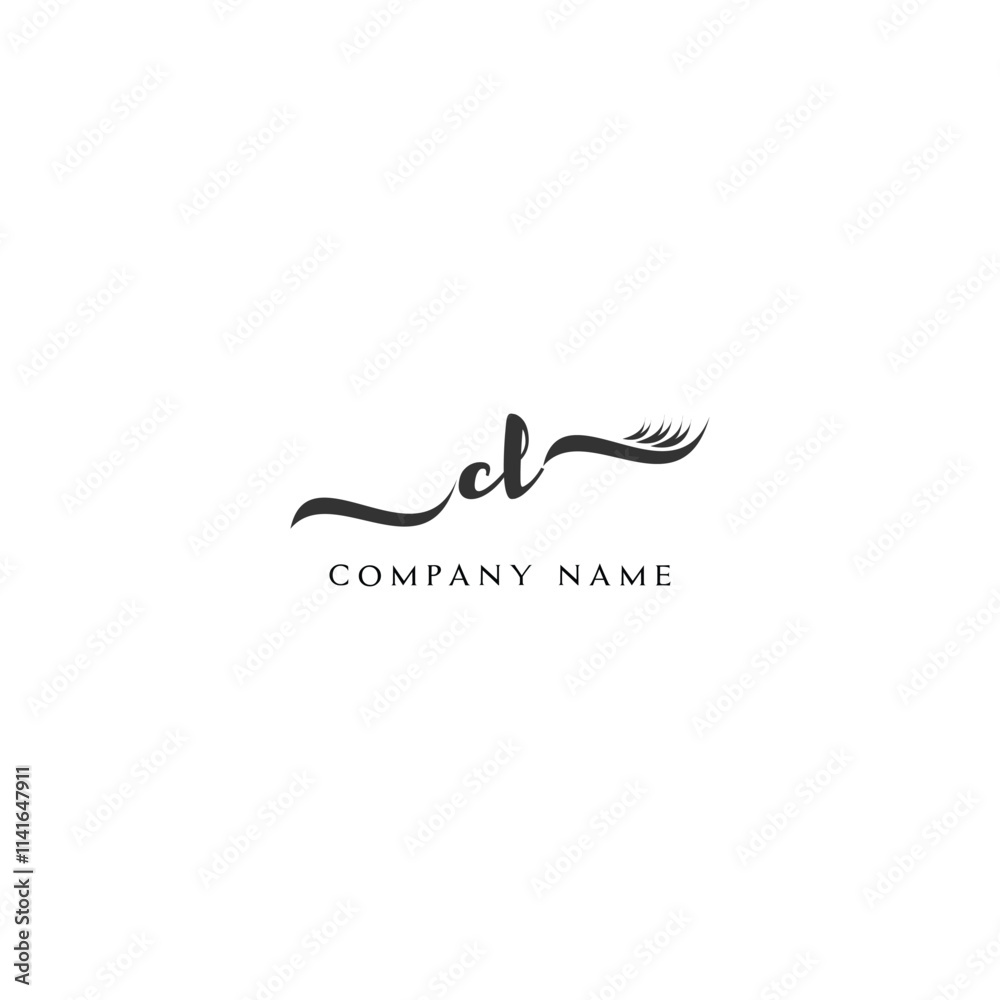 Minimalist CL Logo Design with Abstract Feather Element Minimalist CL Logo Design with Abstract Feather Element