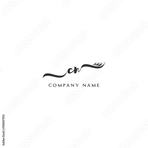 Minimalist CN Logo Design with Abstract Feather Element