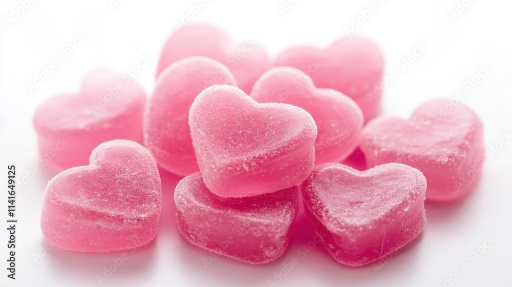 a pile of pink candy hearts on a white surface a pile of pink candy hearts on a white surface