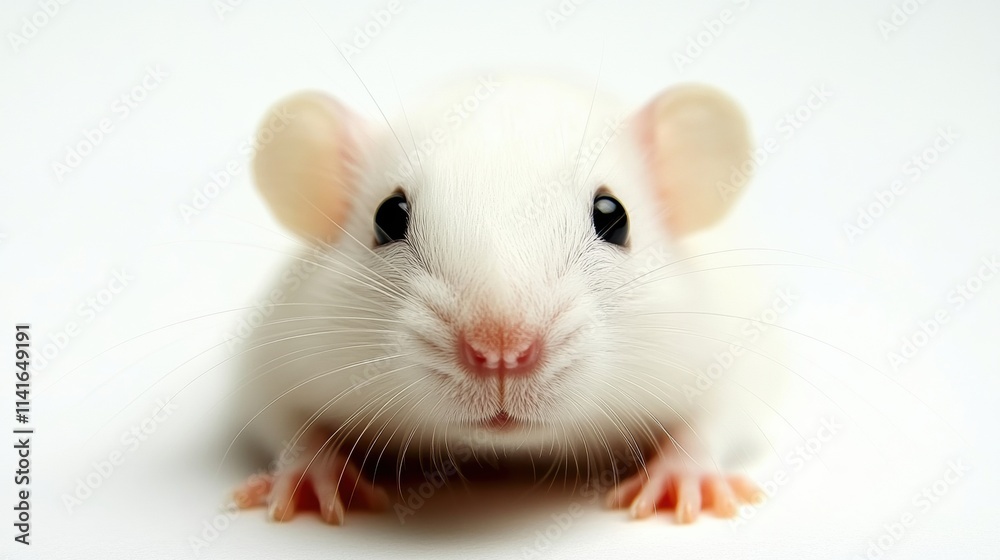 Cute White Mouse Close-Up Portrait with Soft Fur and Innocent Expression on White Background Perfect for Nature and Animal Lovers Cute White Mouse Close-Up Portrait with Soft Fur and Innocent Expression on White Background Perfect for Nature and Animal Lovers