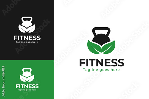 Fitness nutrition logo design template vector illustration idea