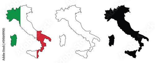 Italy map flag vector stock