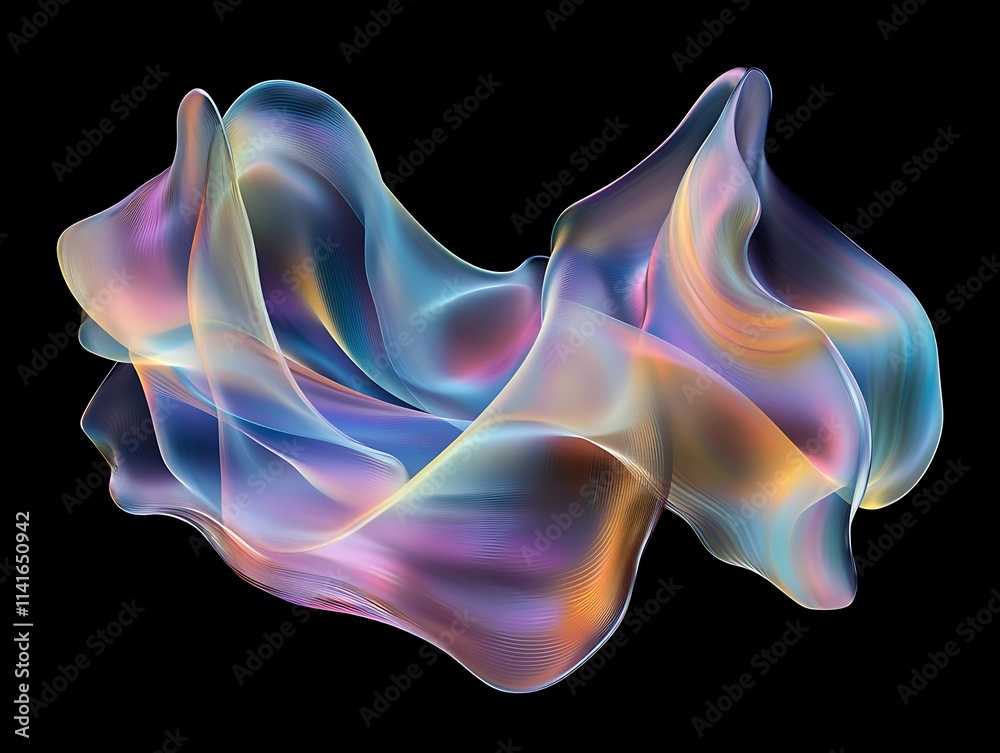 Glowing colorful bright reflective vibrant abstract background metallic wallpaper on black background