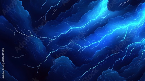 Blue and white thunderstrike abstract background illustration background, glowing lights wallpaper design photo