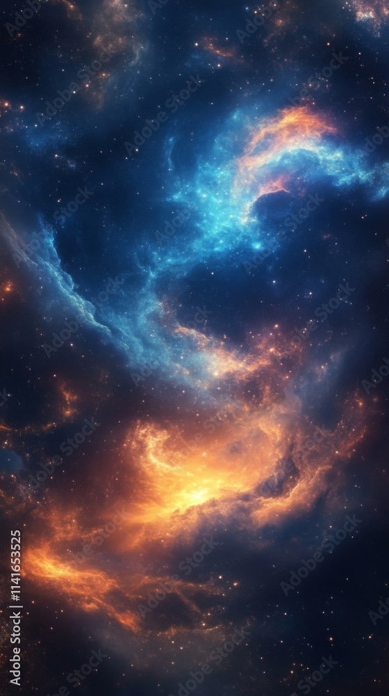 Cosmic nebula with blue and orange hues Cosmic nebula with blue and orange hues