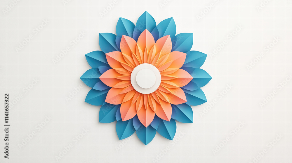 Colorful paper flower design with layered petals in blue and pink tones, creating vibrant and artistic decoration. Perfect for home decor or craft projects Colorful paper flower design with layered petals in blue and pink tones, creating vibrant and artistic decoration. Perfect for home decor or craft projects