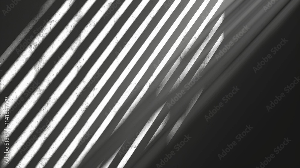 Obraz premium Realistic diagonal lines gobo effect with shadows for overlay and light casting on surface