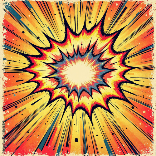 Retro pop-art inspired comic design with sound effect captions
