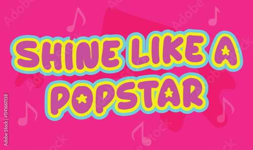 Vibrant Popstar Inspired Typography with Music Notes and Neon Colors