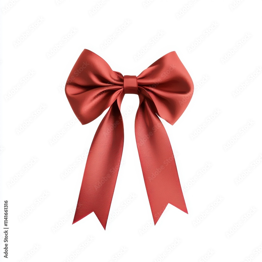 Fototapeta premium Glossy Red Bow with Exaggerated Curves Perfect for Charming Gift Wrapping and Decorations