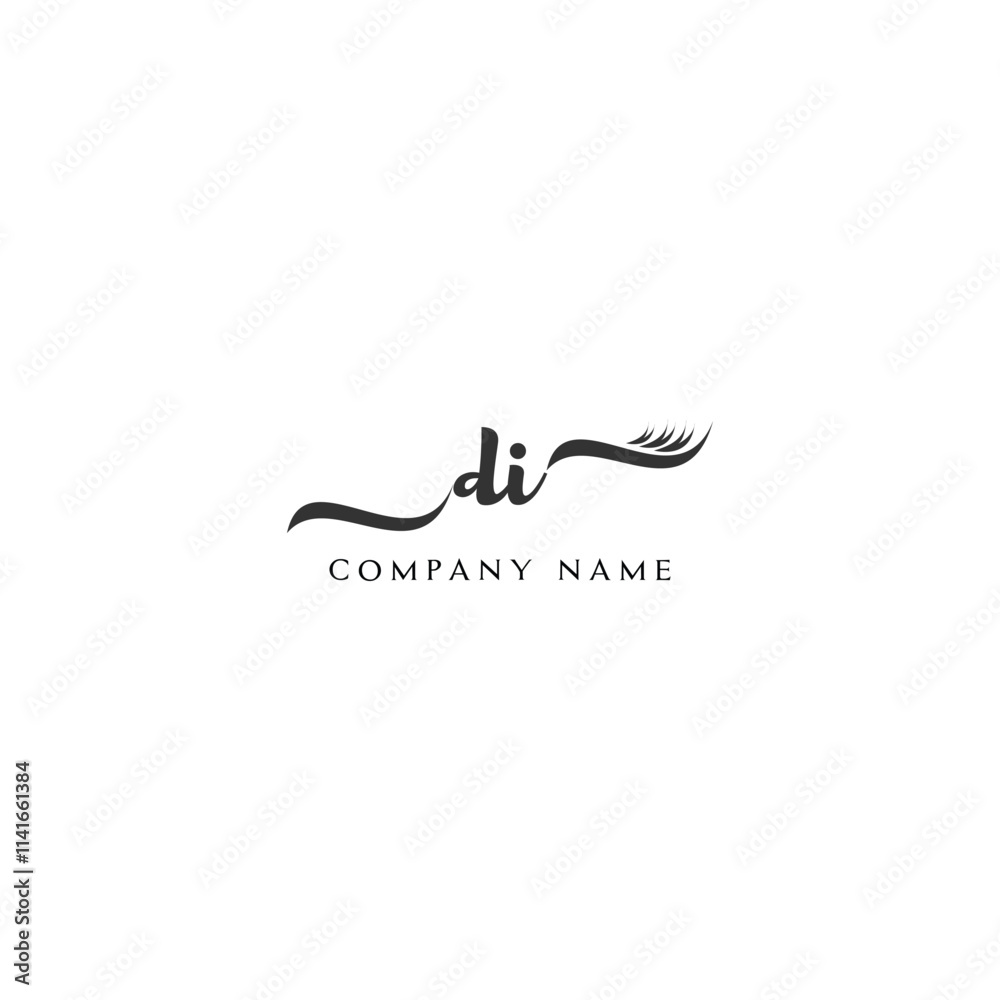 Minimalist DI Logo Design with Abstract Feather Element Minimalist DI Logo Design with Abstract Feather Element