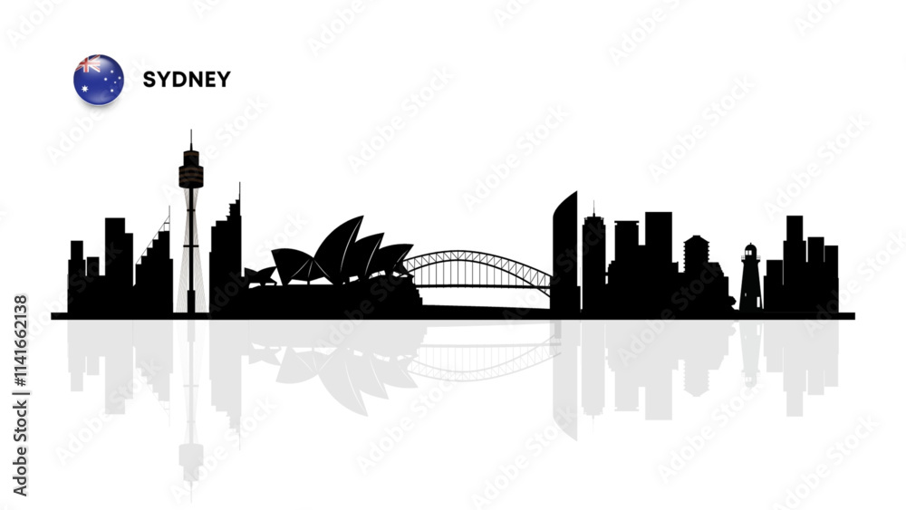 Obraz premium Sydney skyline, Sydney cityscape, Sydney skyscraper buildings vector silhouette. vector illustrator 