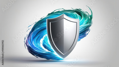 Secure internet shield blocking digital storm, symbolizing robust safety