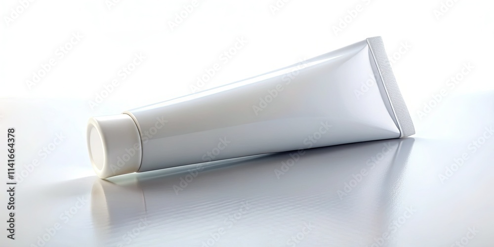 Pristine white tube, minimalist studio backdrop, close-up product shot. Pristine white tube, minimalist studio backdrop, close-up product shot.