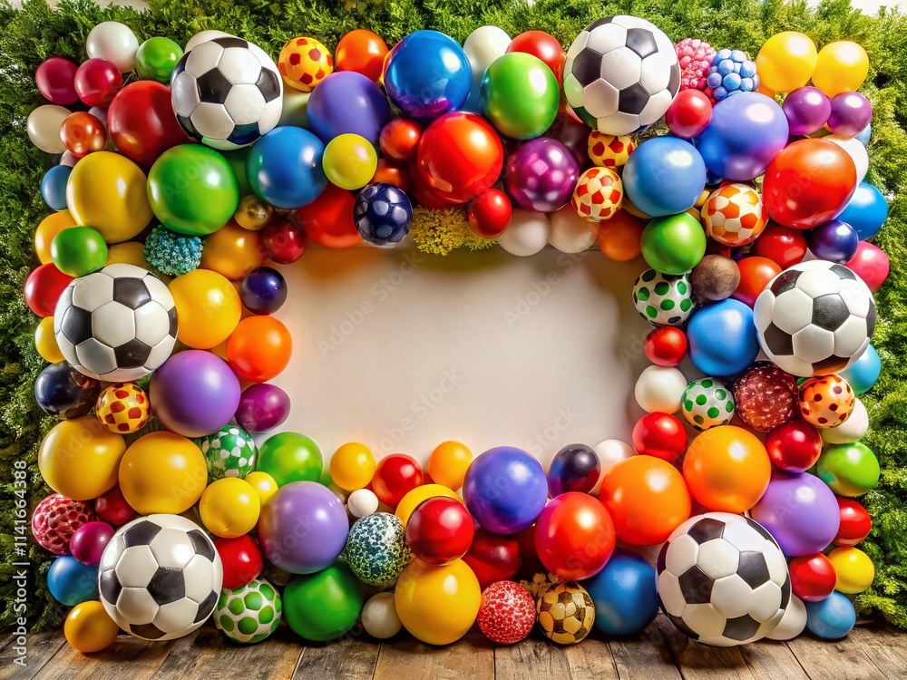 Fototapeta premium Birthday Party Football Theme Decorations with Balloons