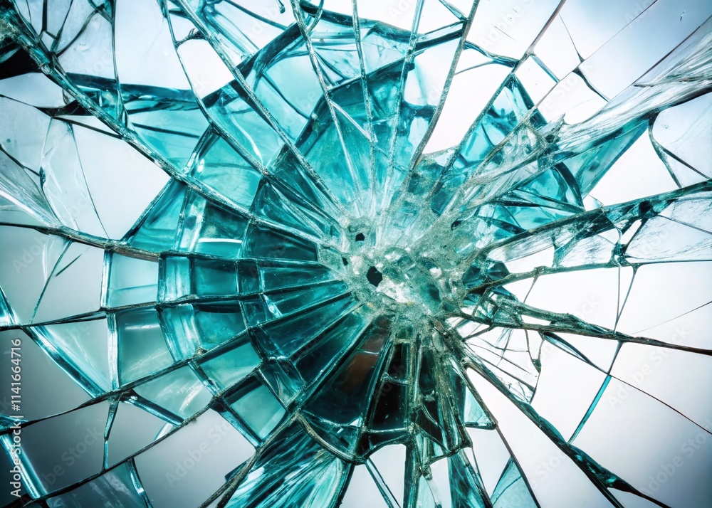 Fototapeta premium Broken Glass Macro Closeup White Background