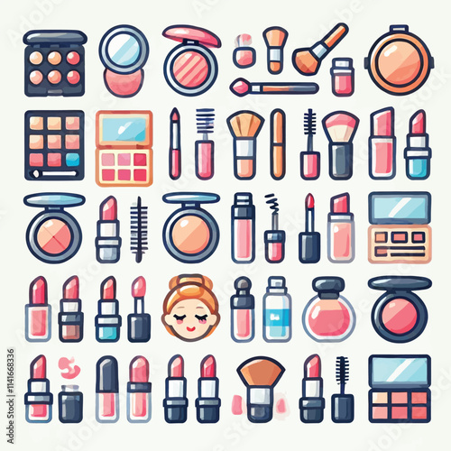 make up icon set set flat vector illustration 