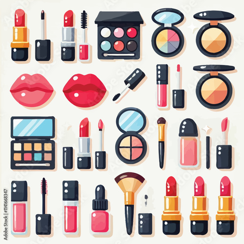 make up icon set set flat vector illustration 