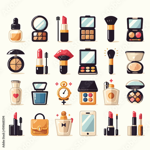 make up icon set set flat vector illustration 