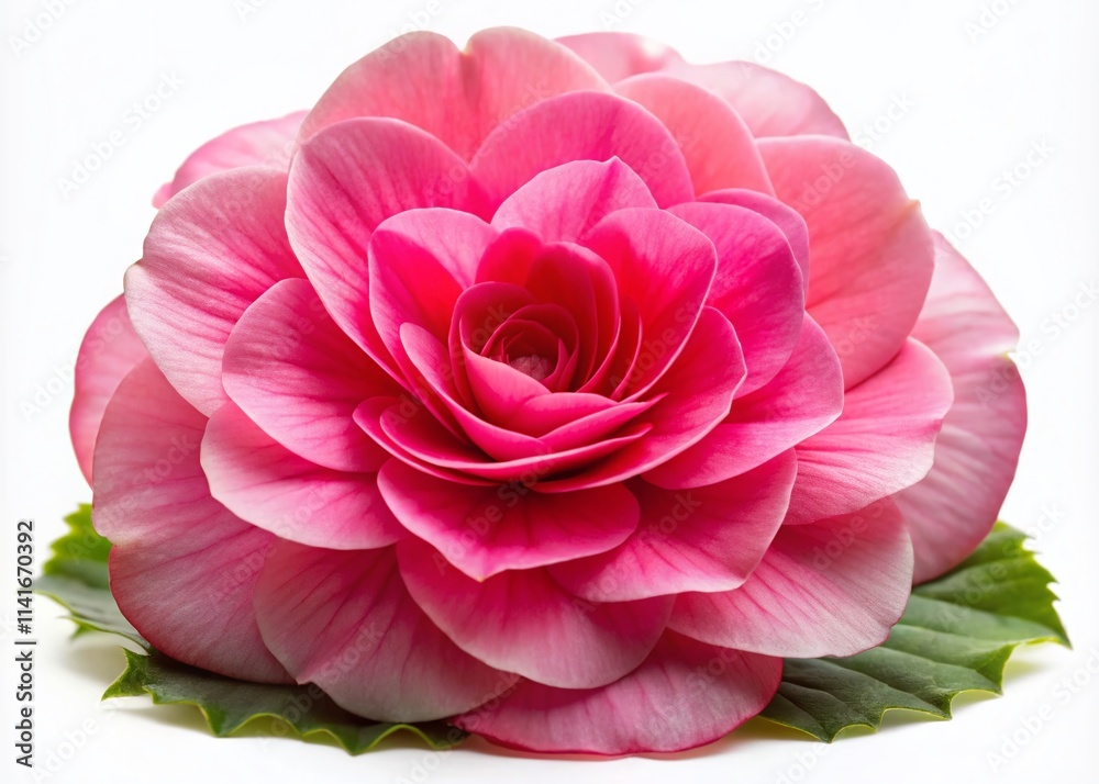 Obraz premium Macro Pink Begonia Flower Isolated White Background AI Photography
