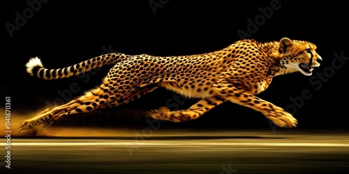 A cheetah running at full speed across the African savannah, showcasing its natural agility.