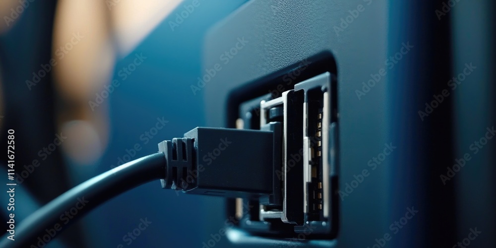 A close-up of an AC adapter plugged into an outlet and providing power to a device. A close-up of an AC adapter plugged into an outlet and providing power to a device.