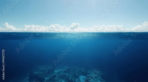 Wallpaper Mural Vast blue ocean, clouds and sun, a breathtaking seascape photography of nature's beauty Torontodigital.ca