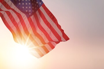 Concept of Memorial Day, USA flag in sky