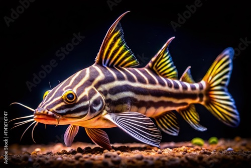 Zebra Shovelnose Catfish Night Photography White Background PNG photo