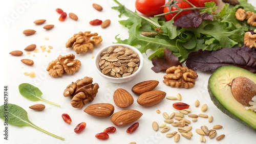Wallpaper Mural A set of healthy foods on a white background: vegetables, fruits and herbs. Dietary nutrition, vegetarianism. Torontodigital.ca