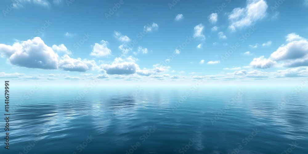 Clean great sea landscape with a cloudy blue sky above, water surface is reflective and clear Clean great sea landscape with a cloudy blue sky above, water surface is reflective and clear