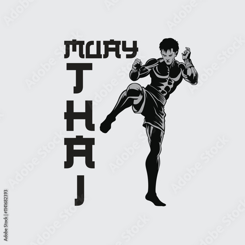 vector illustration muay thai fighter