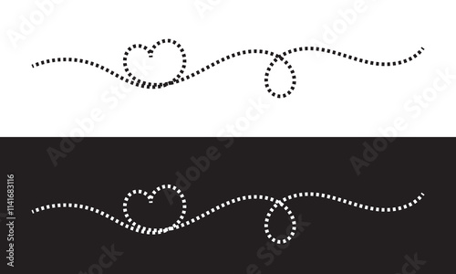 Path travel dotted line trip dashed trace destination track plan and silhouette, travelling symbol . Transport dot pathes lines traces tourism design .Isolated on white and black background. EPS 10