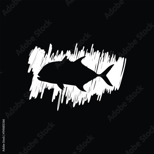 vector illustration giant trevally sport fishing