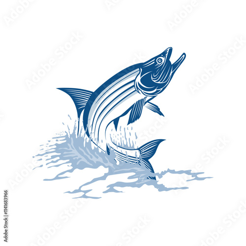 vector logo jump tarpon fish