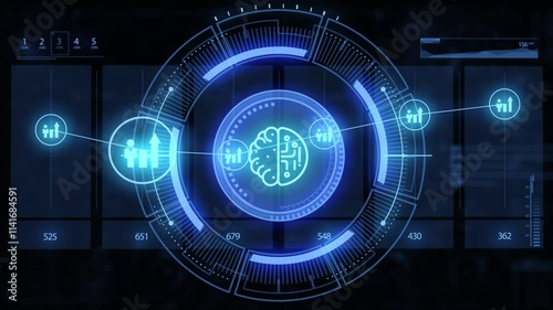 Artificial intelligence (AI), machine learning and modern computer technologies concepts.