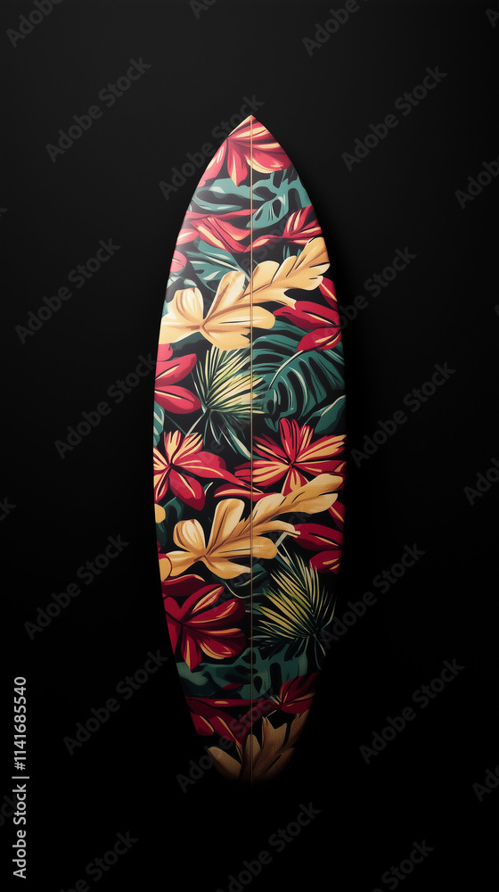 Close up of a surfboard with summer theme pattern Close up of a surfboard with summer theme pattern