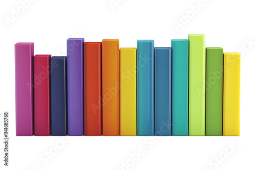 Colorful bar graph depicting business growth, isolated on a transparent background