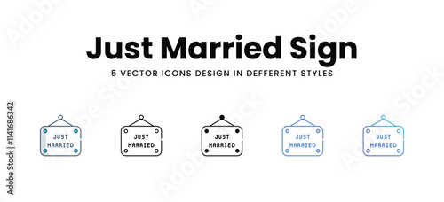 Just Married Sign icons in different style vector stock illustration