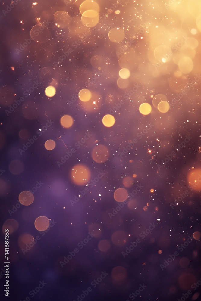 Dark purple and gold bokeh blur abstract background with soft shimmering lights, perfect for festive designs, elegant visual effects, and luxurious event backdrops Dark purple and gold bokeh blur abstract background with soft shimmering lights, perfect for festive designs, elegant visual effects, and luxurious event backdrops