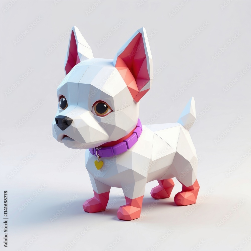 Low Poly Dog 3d Pixel Cartoon Characters on white background Low Poly Dog 3d Pixel Cartoon Characters on white background