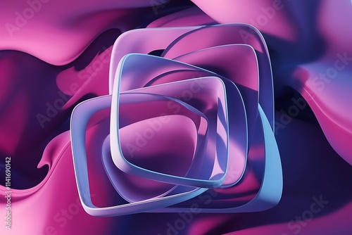 Rounded squares shapes composition geometric abstract background 3d shadow effects 
