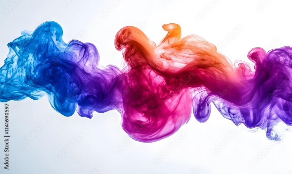 Fototapeta premium Colorful ink swirling in water with gradient effect.
