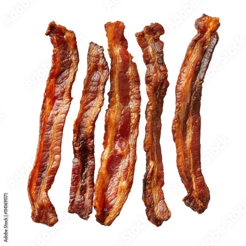 Crispy Fried Bacon Strips for Delicious Meals Transparent Background photo