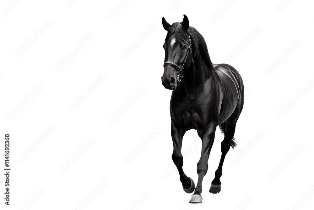 Dynamic black horse galloping isolated on transparent background Dynamic black horse galloping isolated on transparent background