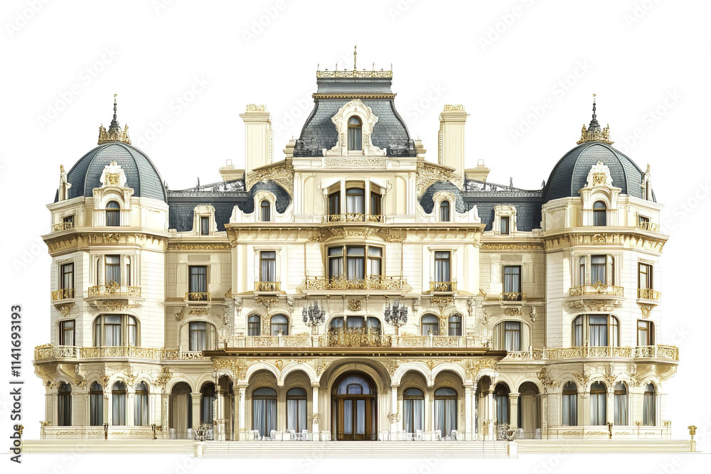 Fototapeta premium Luxurious palace hotel with intricate architecture and royal elegance
